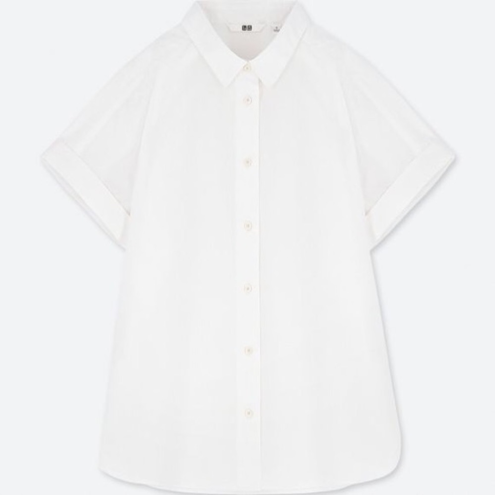 Uniqlo White Short Sleeve Button Down